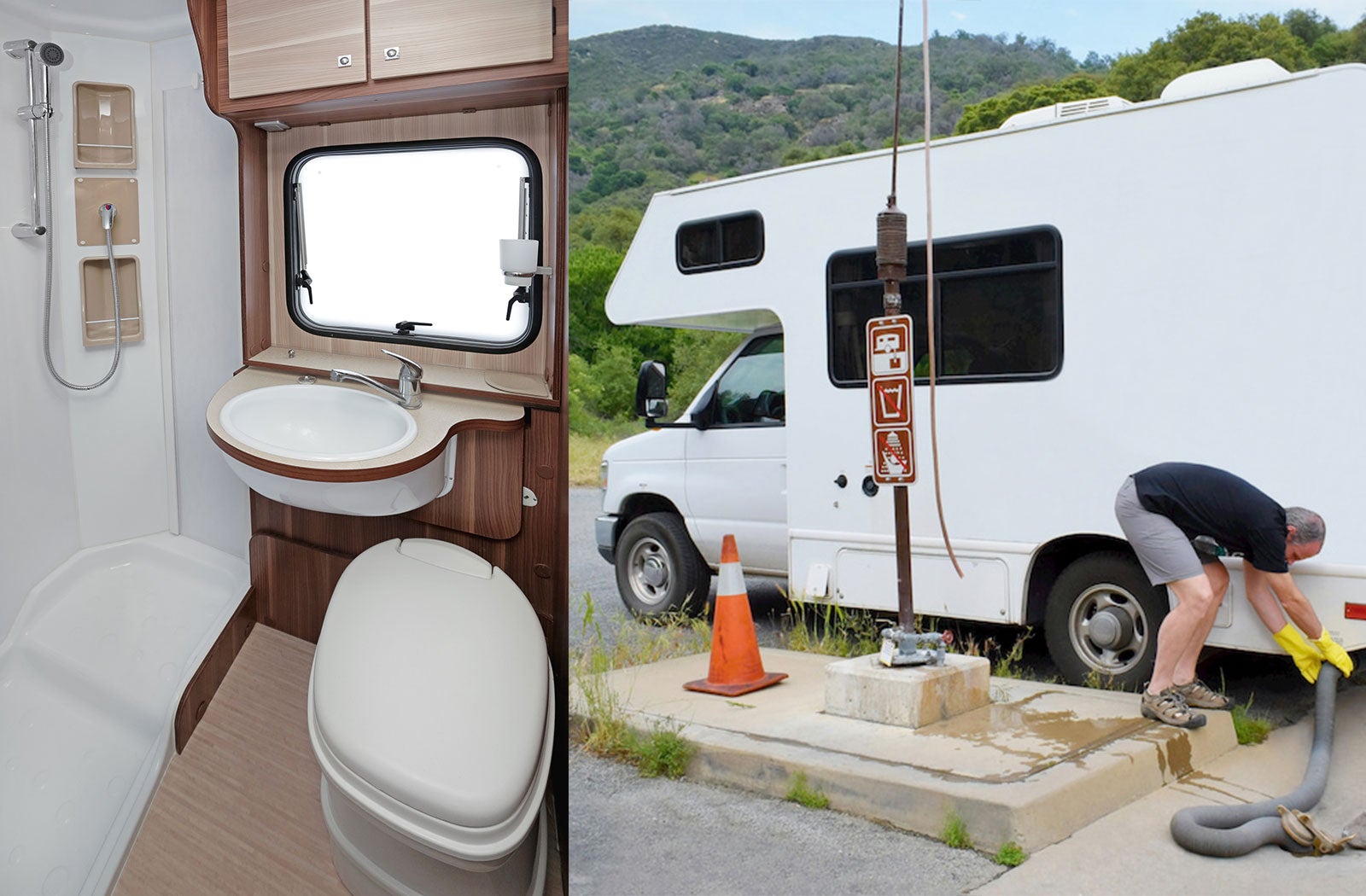 Portable RV/camper toilet and holding tank setup in Streetsboro, Ohio